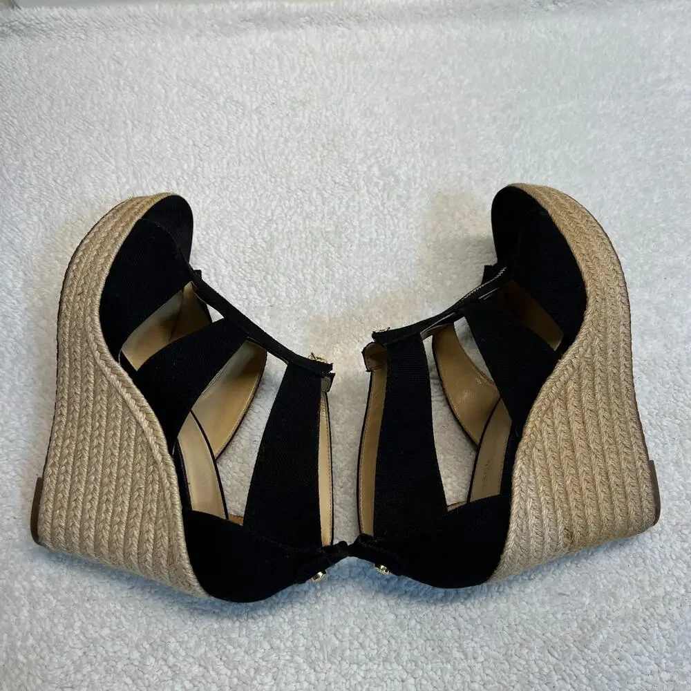 Michael Kors Womens Sandals Damita Wedge Zip Black Size 10M